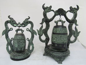 仿古工藝品鎮(zhèn)宅辟邪風水擺件雙龍鐘 編鐘龍鼎青銅器